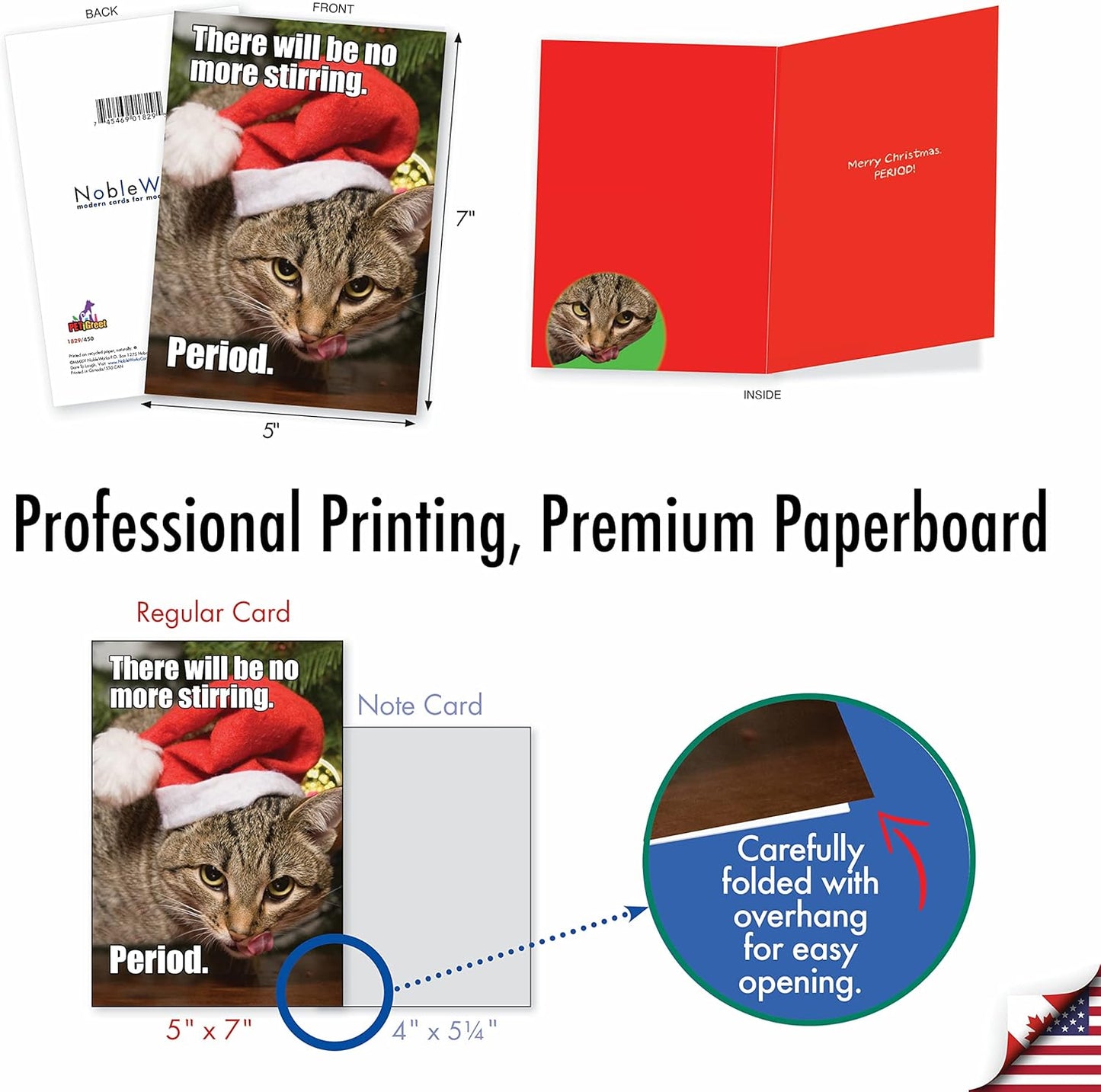 Variety Pack of 10 Funny Cats Christmas Greeting Cards with Envelopes, Kittens Humor Holiday Assortment for Men and Women - Petigreet Cat-Mass A1254