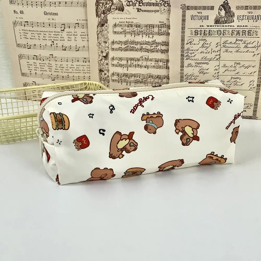 Cute Cartoon Capybara Pen Bag Student Large Capacity Stationery Bag Pencil Case Multifunctional Stationery Organizer for School