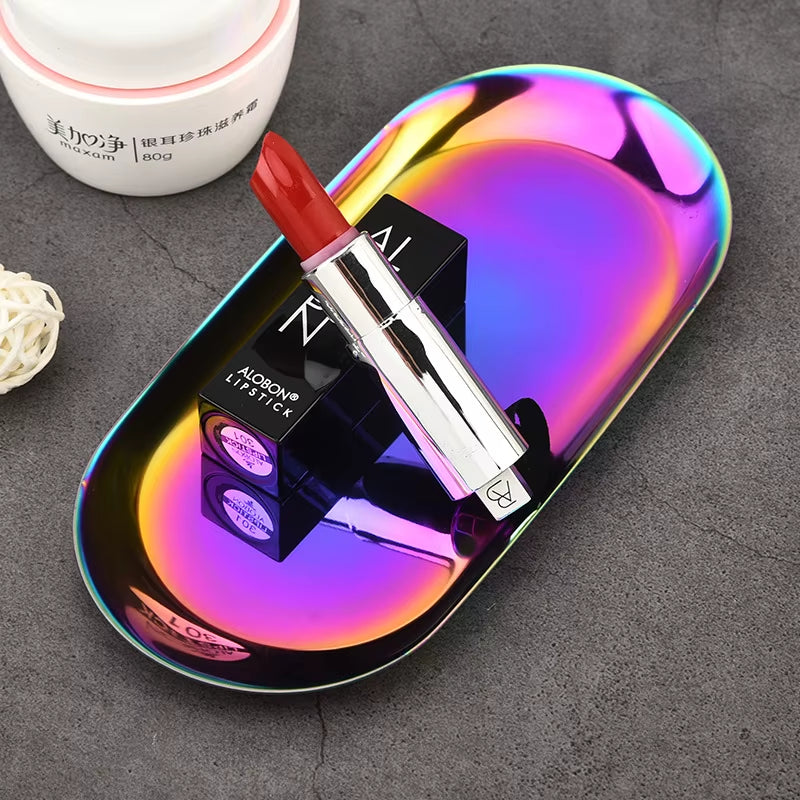 Metal Tray Living Room Oval Table Jewelry Storage Tray Storage Stainless Steel Plate Candle Tools Decorative Pieces Ring Dish