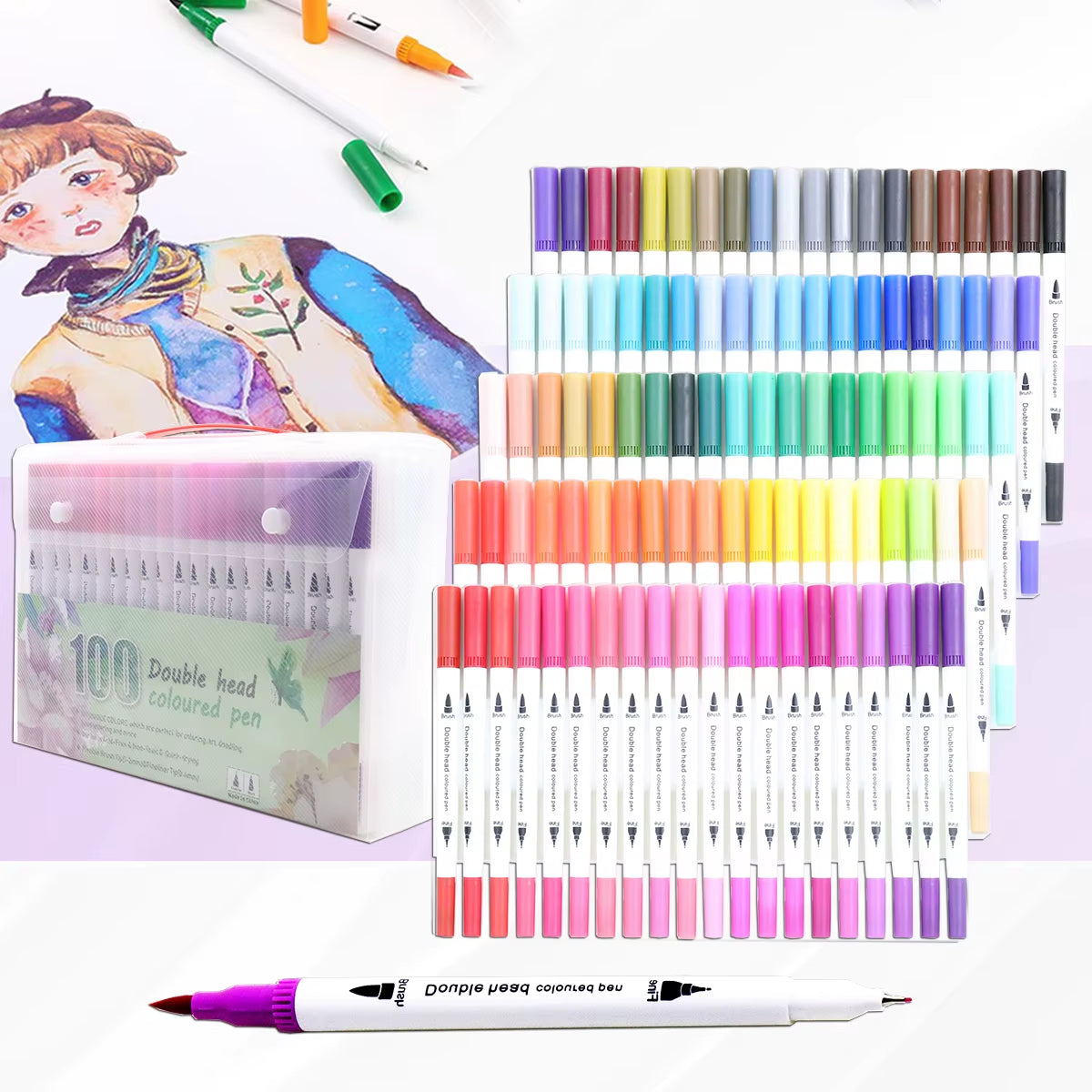 Marker Pen Set 24-100 Color Markers Manga Art Aupplies School Stationery Aesthetic Stationery Supplies