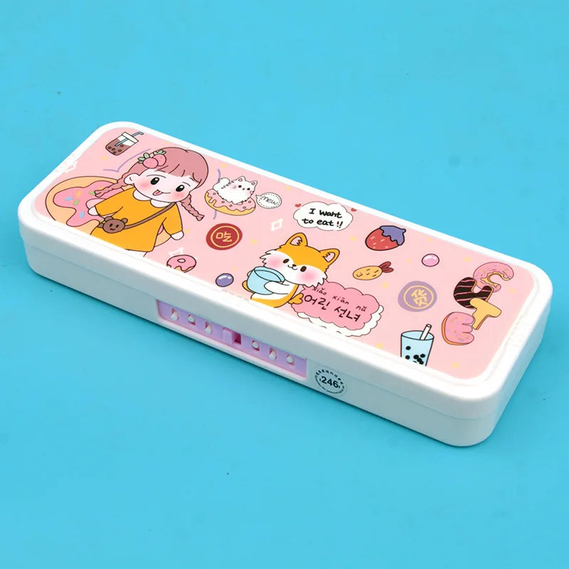 Password Lock Pencil Case Cartoon Animals Plastic Stationery Box School Pencil Cases for Children Pen Case Student Pen Box Gifts