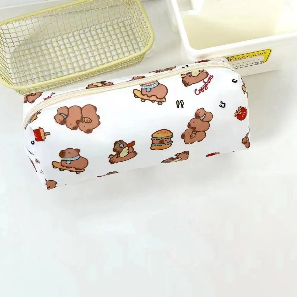 Cute Cartoon Capybara Pen Bag Student Large Capacity Stationery Bag Pencil Case Multifunctional Stationery Organizer for School