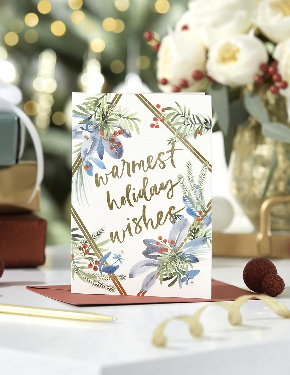 Holiday Cards Boxed with Envelopes, to a Wonderful Season, Warmest Holiday Wishes (14-Count)