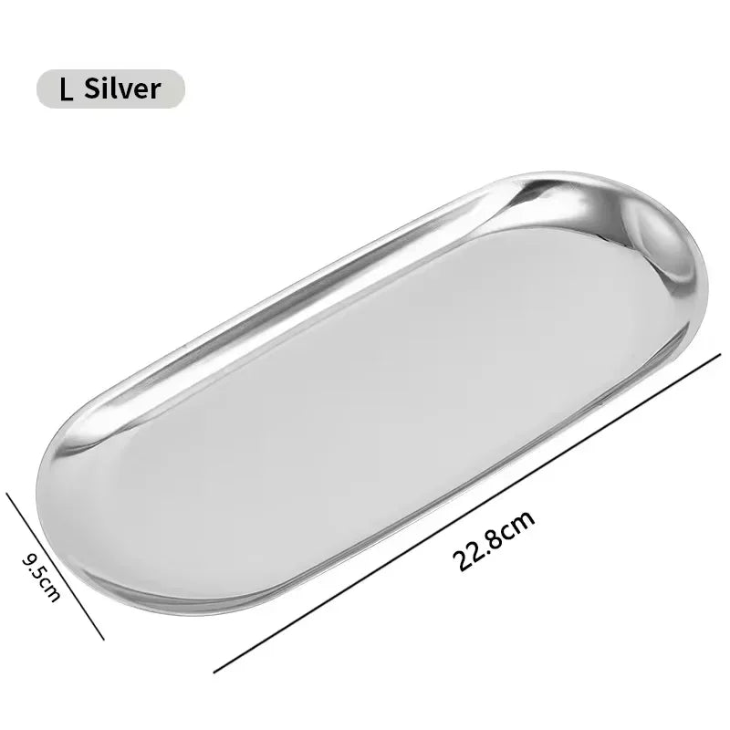 Metal Tray Living Room Oval Table Jewelry Storage Tray Storage Stainless Steel Plate Candle Tools Decorative Pieces Ring Dish