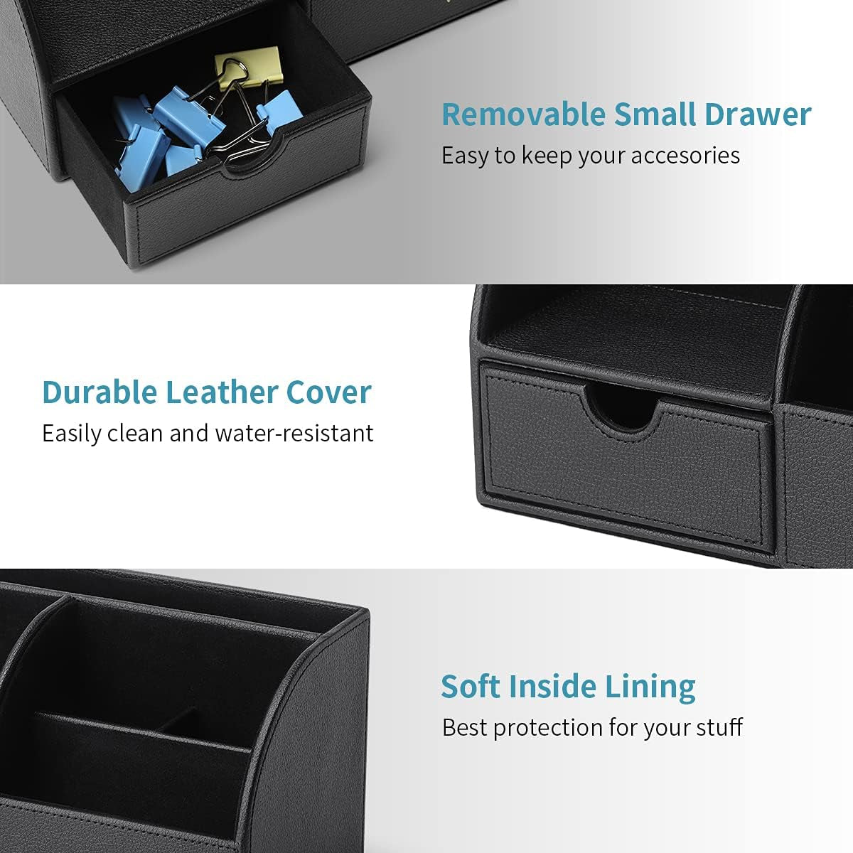 Office Supplies Desk Organizer Caddy,Back to School Supplies for Desk Caddy, Desktop Hanging File Letter Document Storage Holder with Drawer Organizer Section for Office Home 2 Pack Black