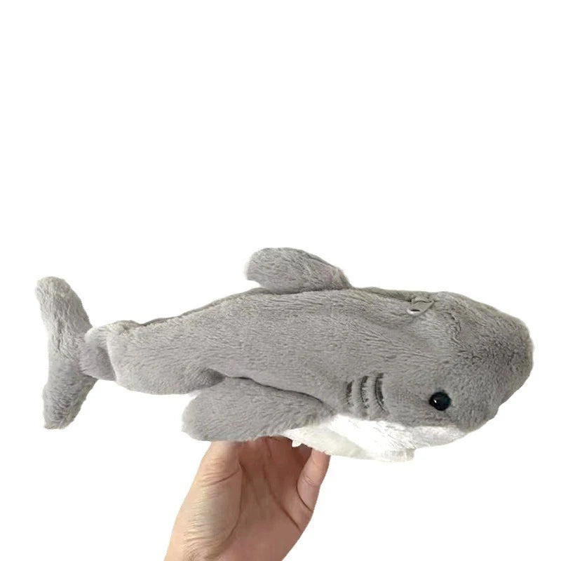Cute Plush Shark Pencil Case Student Stationery School Supplies Kawaii Doll Back to School Storage Bag Pen Bag Stationery