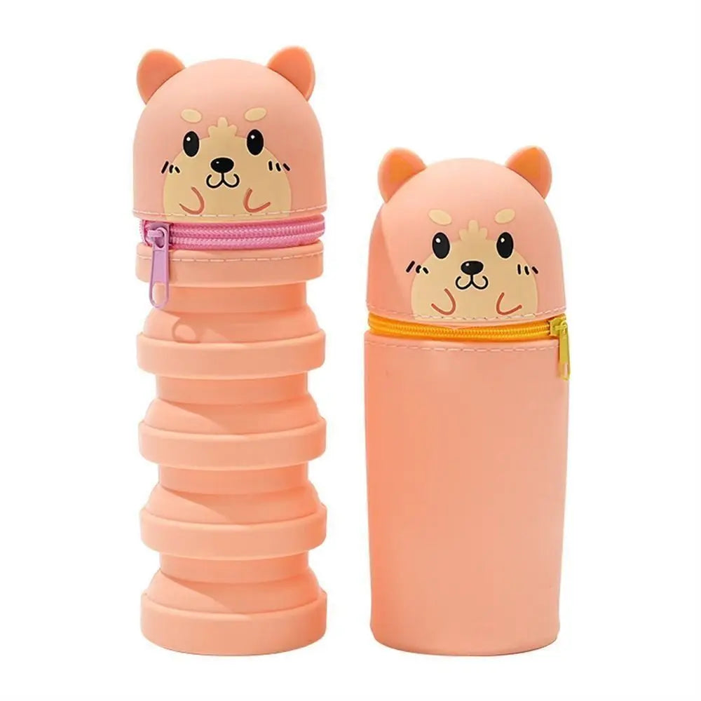 With Zipper Silicone Pencil Case Cartoon Silicone Animal Shape Pen Pouch Desk Organizer Stationery Stationery Storage Bag