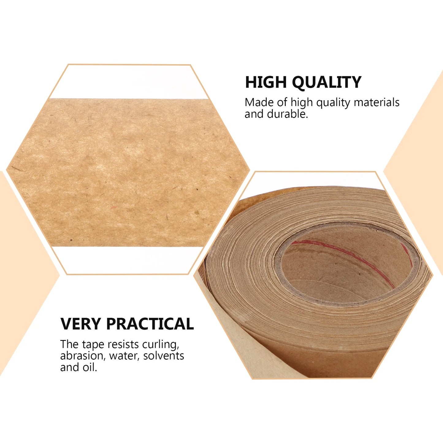1Pc Water Activated Kraft Paper Packing Tape Practical Writable Sealing Tape