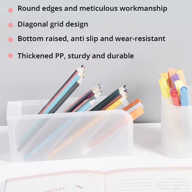 1Pc White/Black Transparent Multifunctional Large Capacity Desktop Stationery Pencil Storage Box