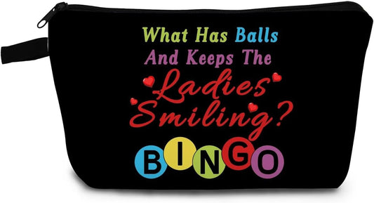 Colorful Bingo Makeup Bag Funny Bingo Slogan Print Toiletry Organizer Pouch with Zipper Colorful Bingo Small Cosmetic Bag Present for Bingo Lovers Women Friends