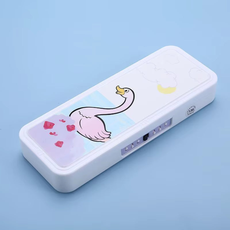 Password Lock Pencil Case Cartoon Animals Plastic Stationery Box School Pencil Cases for Children Pen Case Student Pen Box Gifts