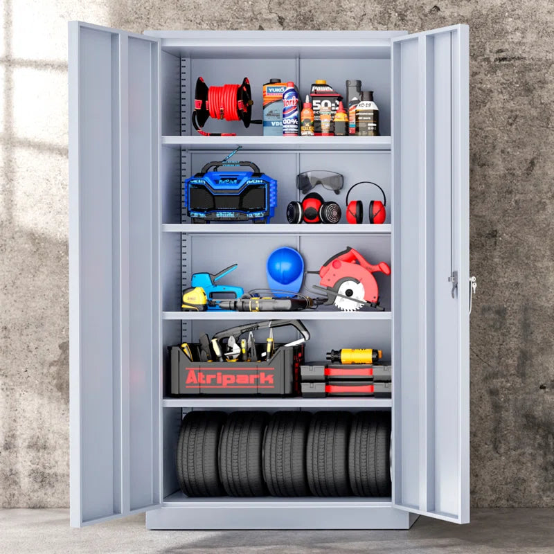 Metal Garage Storage Cabinets with 4 Adjustable Shelves and Lockable Doors ( 72'' H X 36'' W X 18'' D)