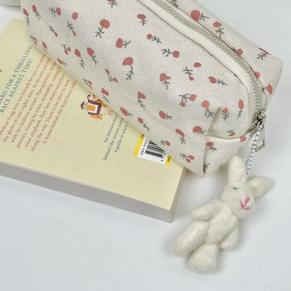 INS Floral Pen Bag Student Cartoon Cute Stationery Bag Large Capacity Pencil Case Multifunctional Stationery Organizer