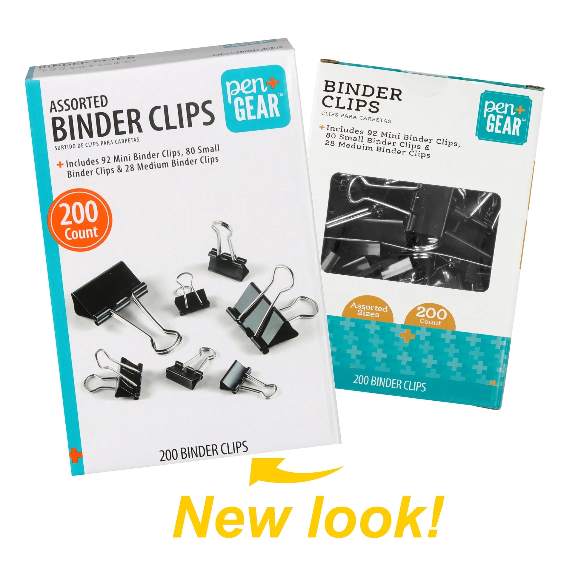 Pen + Gear Metal Binder Clips, Assorted Sizes, 200 Count, Black