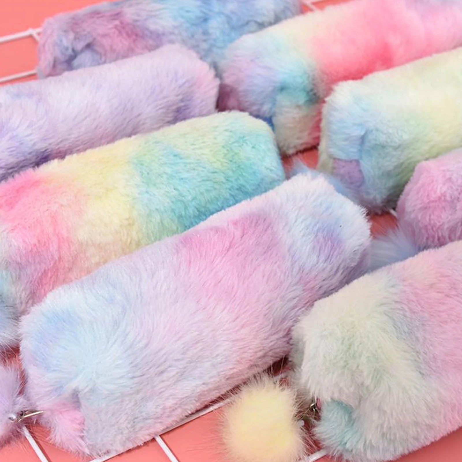 Back to Supplies, Gradient Bag Pouch Capacity Pencil Case Zipper Stationery Fleecy Hairball Large Office & Stationery Pencil Box,Pencil Case Bag