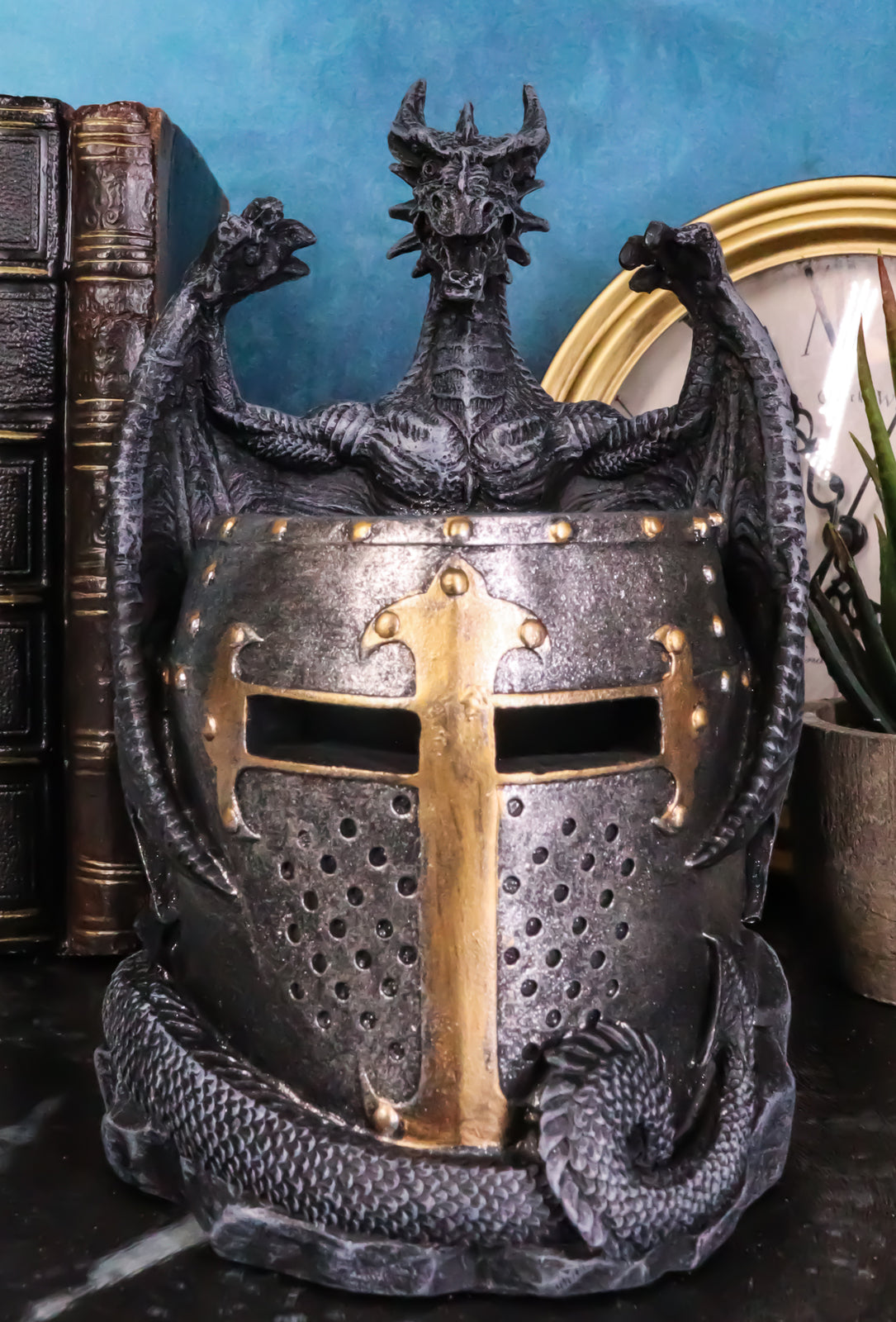 Ebros Fantasy Saint George Dragon Guarding Medieval Knight Helmet Stationery