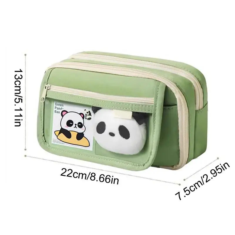 Panda Pencil Case Panda New Large Capacity Transparent Pen Bag Stationery Bag Storage Cute Pencil Pouch Stationery Organizer