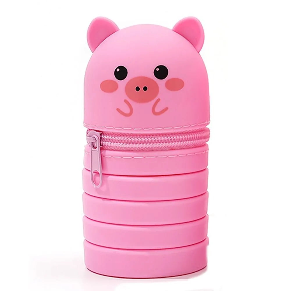 With Zipper Silicone Pencil Case Cartoon Silicone Animal Shape Pen Pouch Desk Organizer Stationery Stationery Storage Bag