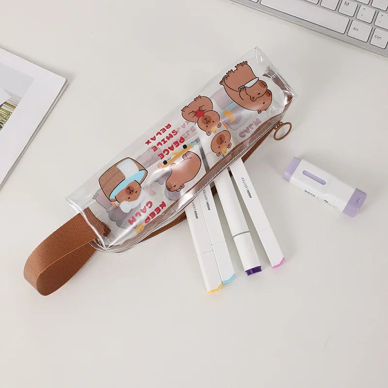 1 Animal Pattern Transparent Pencil Case, Beautiful and Cute Large-Capacity Study Stationery Storage Bag,Fashion Stationery Gift