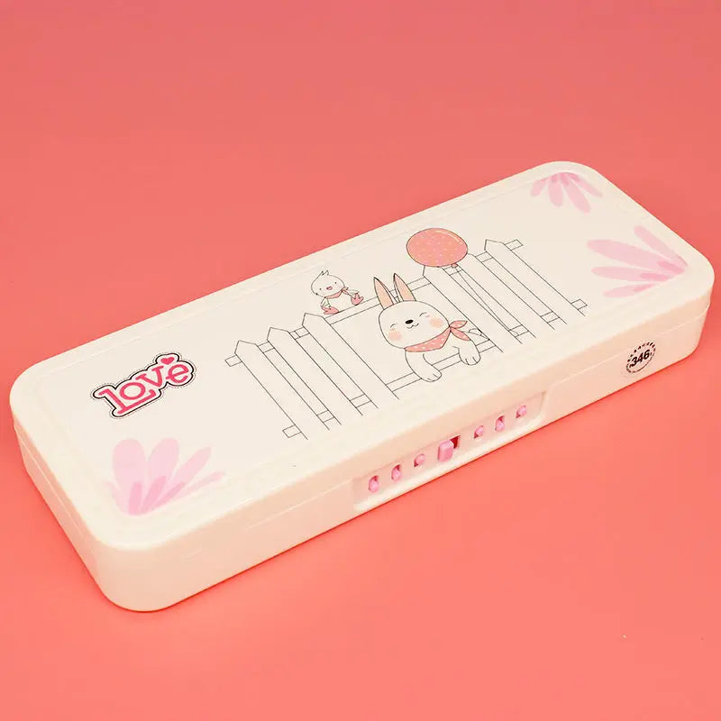 Password Lock Pencil Case Cartoon Animals Plastic Stationery Box School Pencil Cases for Children Pen Case Student Pen Box Gifts
