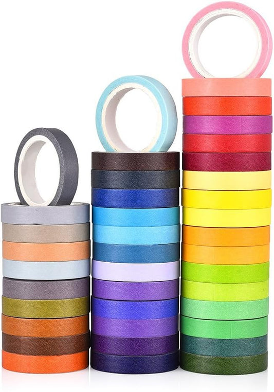 40 Rolls Washi Tape Set,Rainbow Sticker Decorative Masking Tape for DIY Crafts, Bullet Journals,Planners