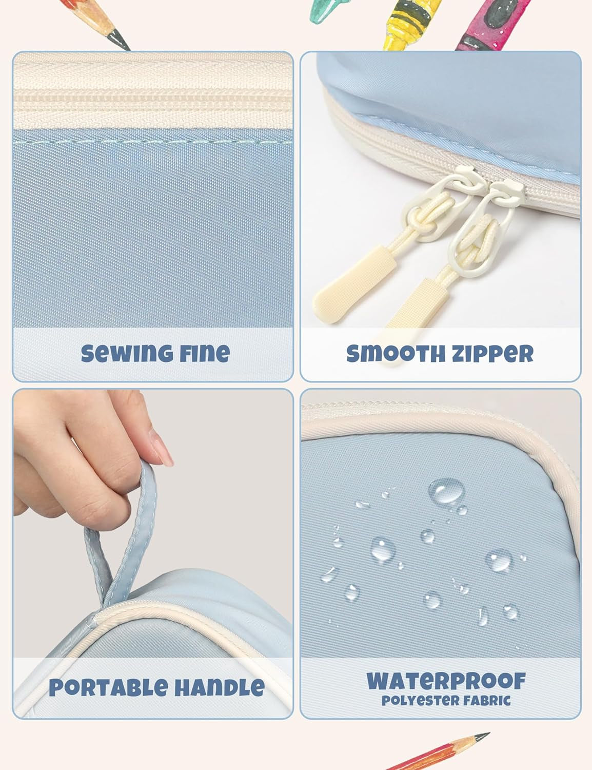 SUNEE Cute Pencil Case, Aesthetic Pen Pouch, Colored Large Pencil Bag with Zippe