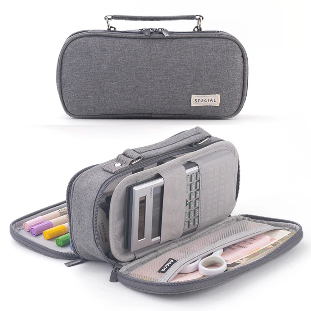 Pencil Bag Multifunctional Pencil Pouch with Handle Travel Simple Stationery Bag with Compartment Art Tool & Sketch Storage Box