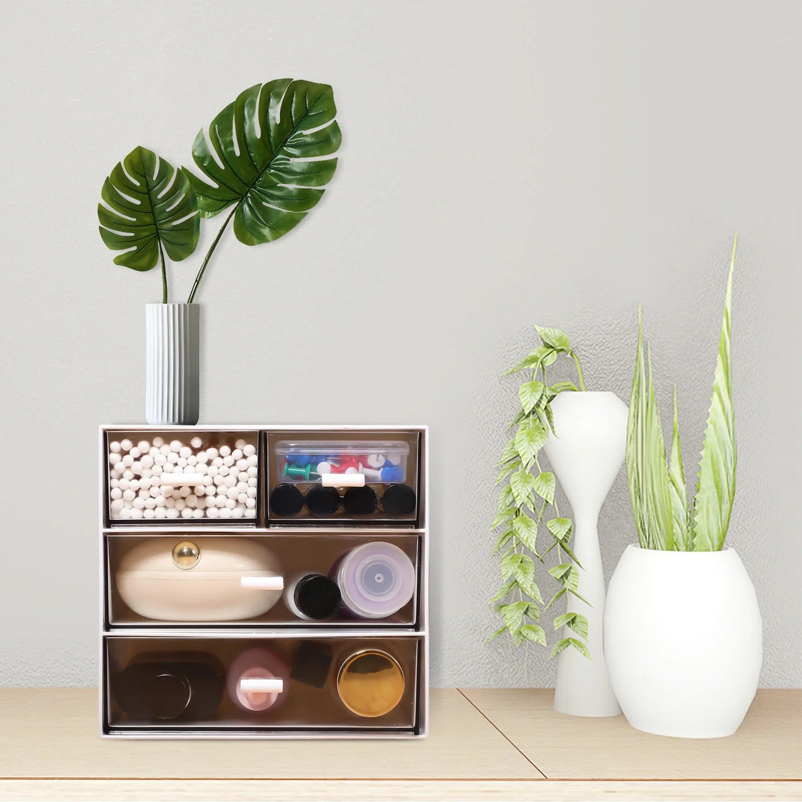 1Pcs Multi-Functional Desktop Organizer ABS Material for Desk Accessories 6.48X6.01X5.70In