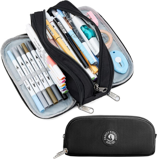 Large Capacity Pencil Case, KALIDI Pencil Pouch Office College School Large Storage Pen Bag 3 Compartment Pencil Cases for Adults School Teen Girl Boy