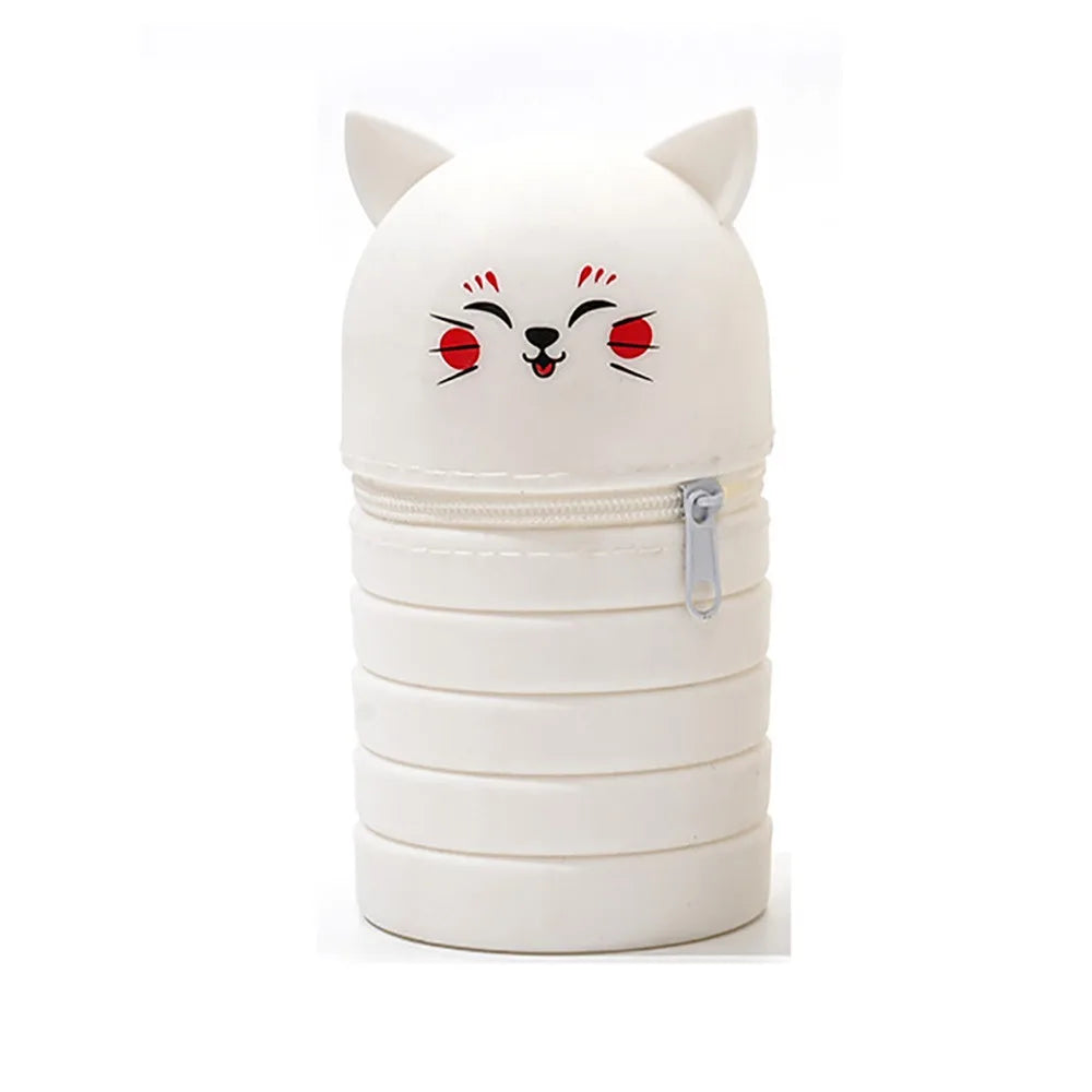 With Zipper Silicone Pencil Case Cartoon Silicone Animal Shape Pen Pouch Desk Organizer Stationery Stationery Storage Bag