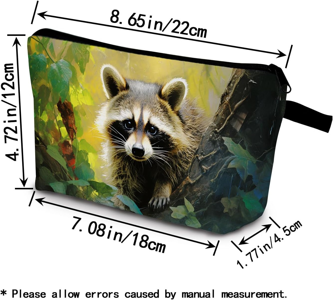 Raccoon Gift Raccoon Makeup Bag Cute Small Organizer Bag with Zipper Cartoon Kitten Raccoon Print Cosmetic Bag Birthday Gifts for Raccoon Lovers Women Friends…