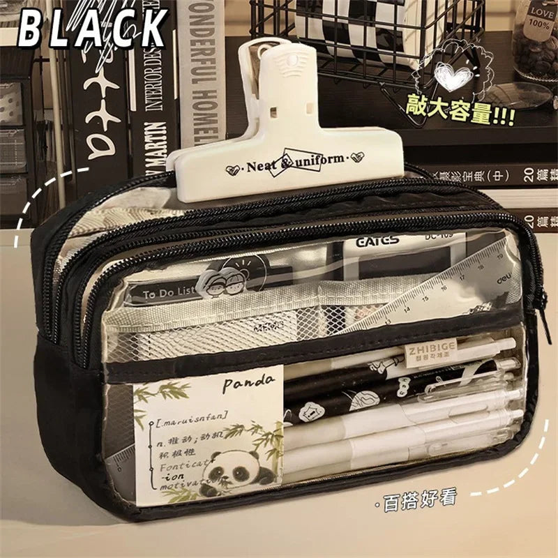 2024 New Pencil Case Layer Clear Pencil Pouch Storage Pouch for Stationery School,Office,Organizer Cosmetics Korean Stationery