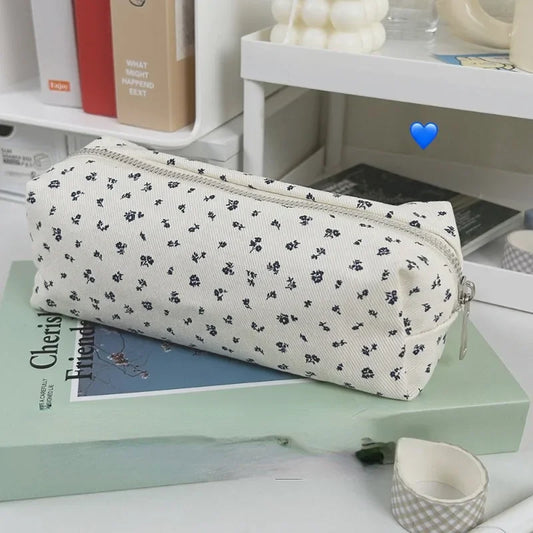Cute Multifunctional Floral Pen Bag Student Cartoon Stationery Bag Large Capacity Pencil Case Stationery Organizer School Office