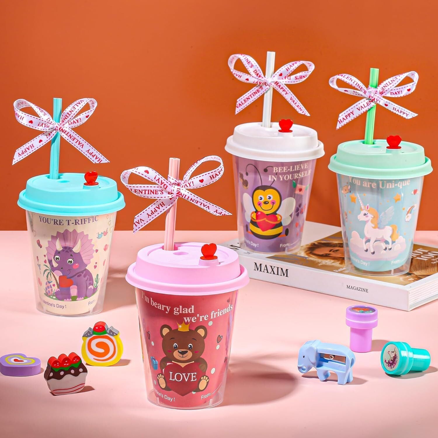 24 Pcs Valentines Day Gifts for Kids Classroom - Valentines Day Stationary Set