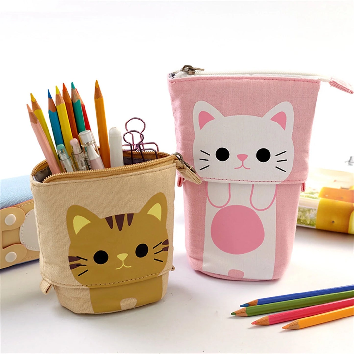 Cute Pencil Case Telescopic Holder Pencil Bag , Retractable Pen Pouch Supplies Dorm Room Essentials for College (Multicolour)
