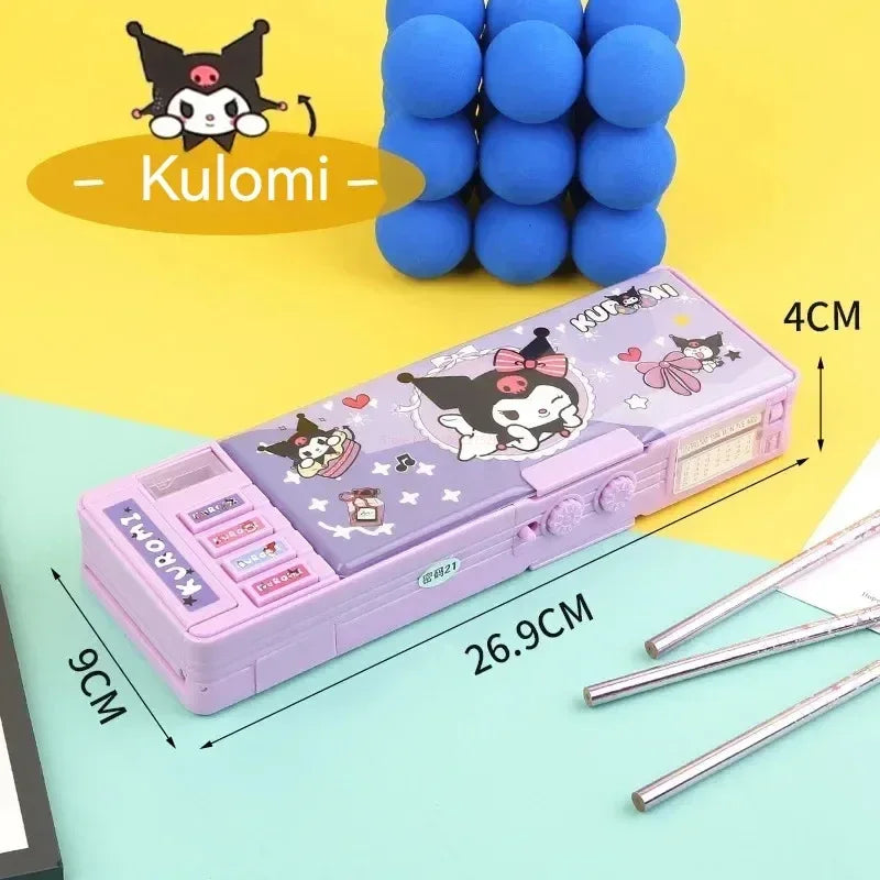 New  Stationery Box Kuromi Melody Stationery Box Password Lock Multi Functional Large Capacity Pencil Box Children'S Gift