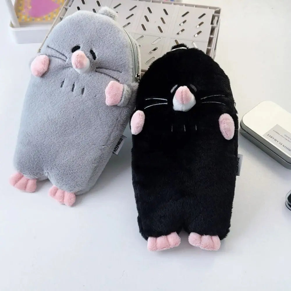 3D Mole Pencil Case Plush Cute Stationery Storage Bag Large Capacity Dirty Resistant Stationery Case Middle School Student
