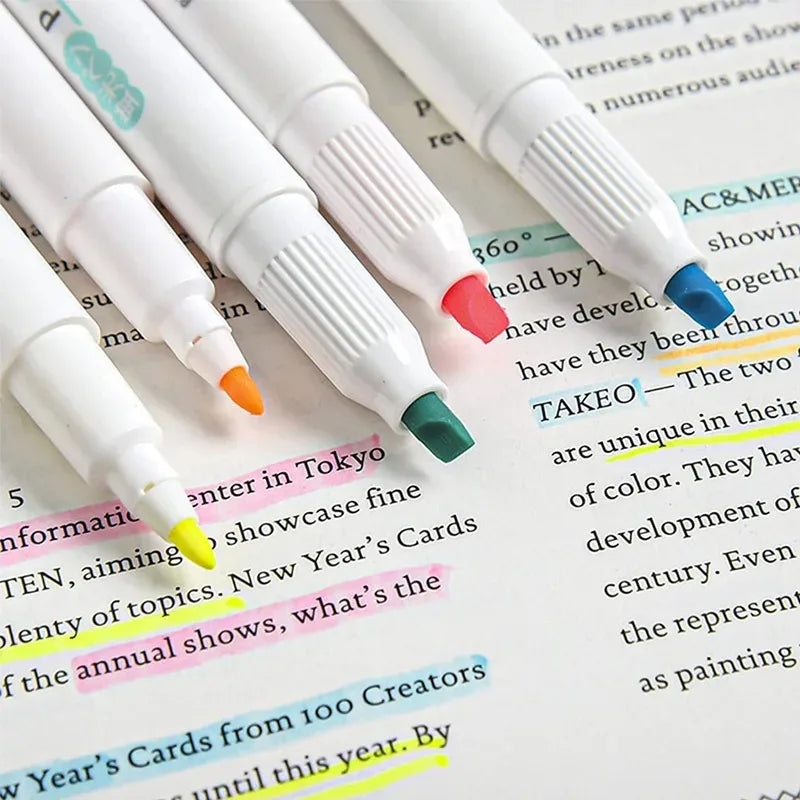 5/15/25 Pcs/Set Double Headed Highlighter Pens Graffiti Markers Highlighters Art Colored Sketching Markers Kawaii Stationery