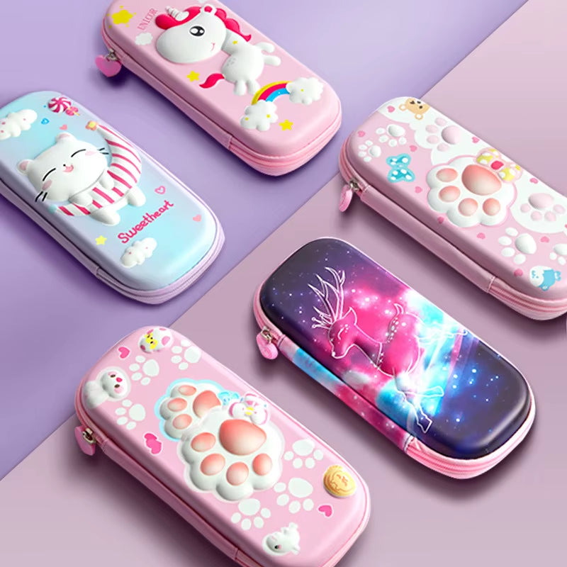 3D Pencil Case Cute Stationery Box EVA Pencil Box Cartoon Animal Pen Case Girls Pencil Case Children School Supplies Storage Box