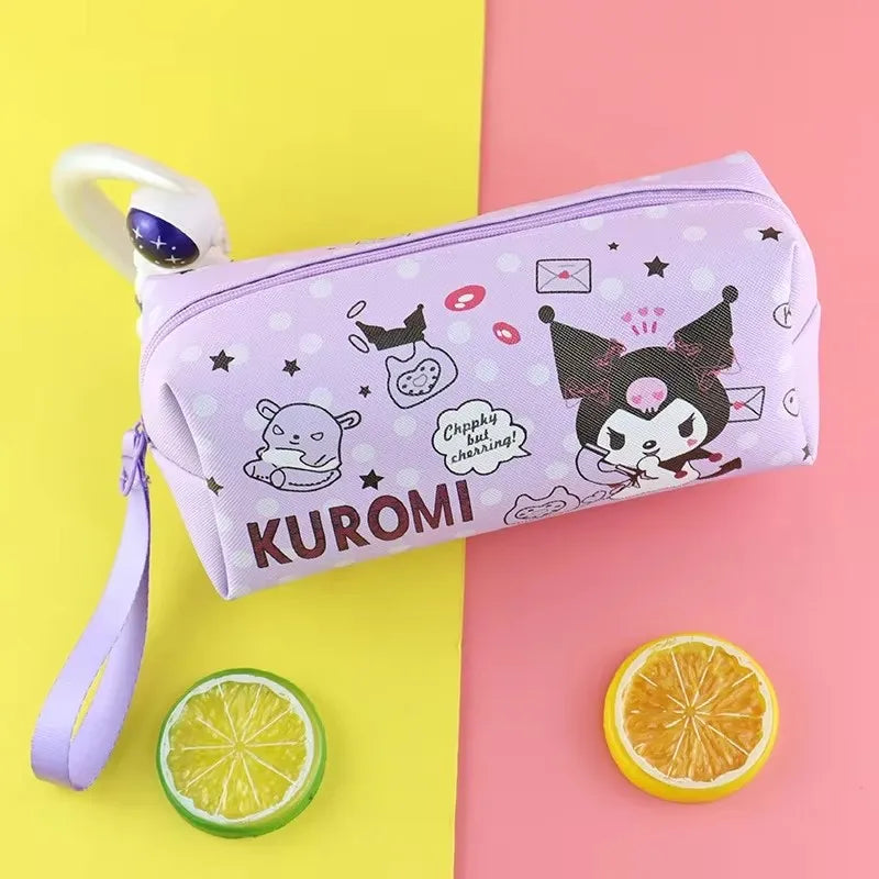 Pencil Case Cinnamoroll Kuromi Melody Stationery Bag PU Waterproof Pencils Bag Student Pencil Stationery