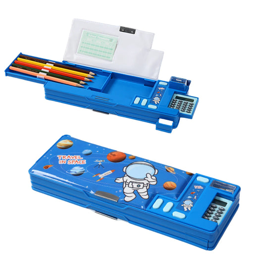 Pencil Cases Stationery Supplies School Cute Cartoon Universe Large Capacity Mulfunction with Calculator and Pencil Sharpener
