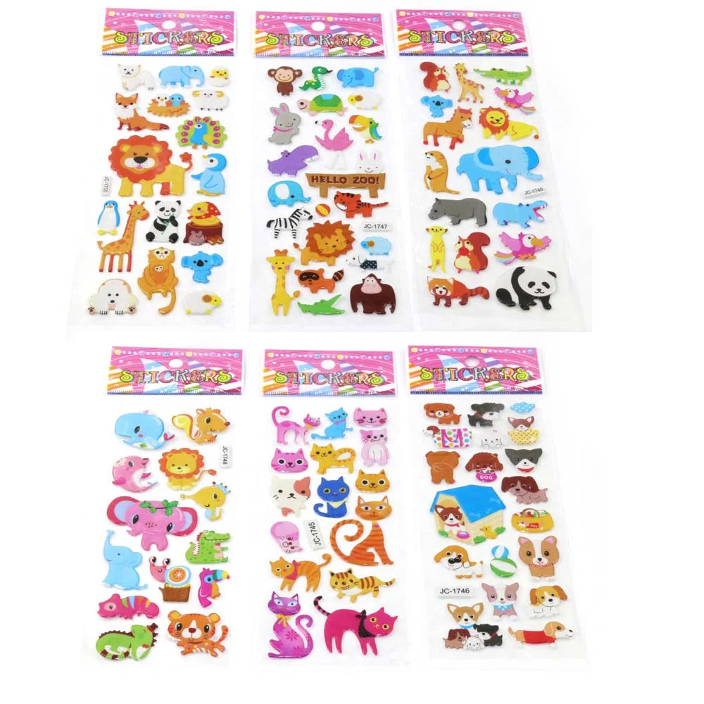Puffy Stickers for Kids Toddlers, 500+ Animal Stickers for Boys Girls, Cute 3D Zoo Animal Rewarding Sticker Set, 24 Sheets Puffy Stickers for Scrapbook Craft Journal
