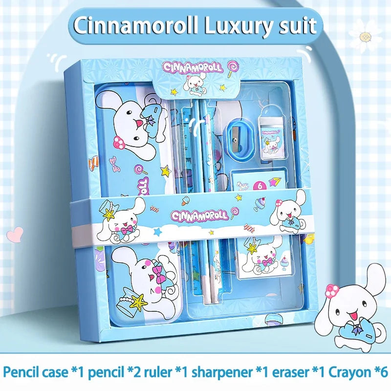 Sanrio Kuromi Stationery Set Cinnamoroll Melody Pencil Eraser Learning Gifts Box Cartoon Stationery Children Term Begins Gifts