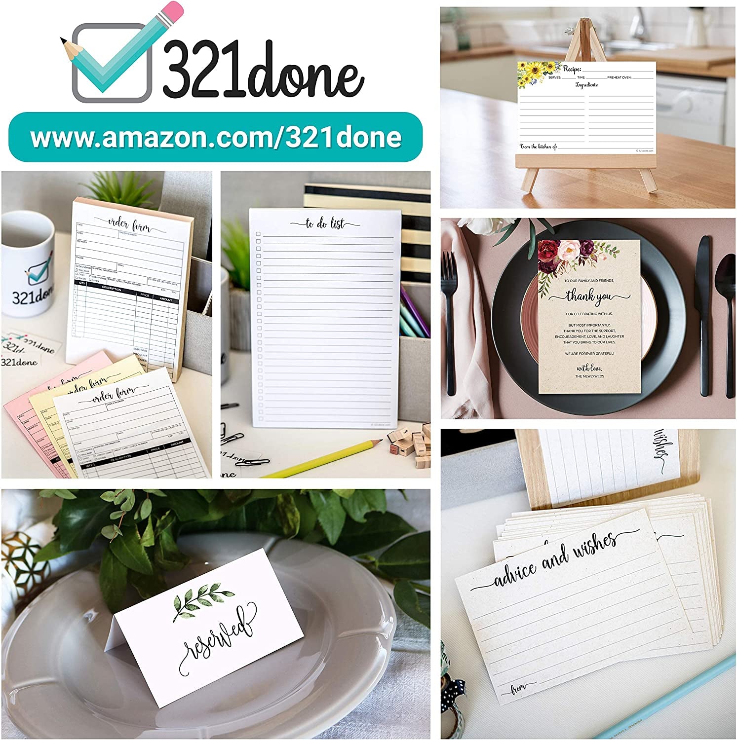 Thank You Note Cards (Set of 50) White, Large 4” X 6” Blank on Back - Made in USA, Cute Modern Script Thick Card Stock Perfect for Small Business Gift Notes Product Insert Thanks