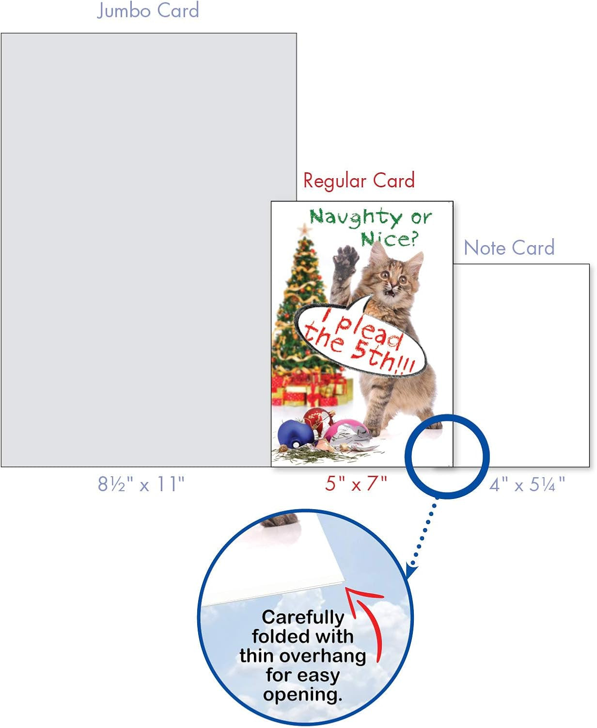 Variety Pack of 10 Funny Cats Christmas Greeting Cards with Envelopes, Kittens Humor Holiday Assortment for Men and Women - Petigreet Cat-Mass A1254