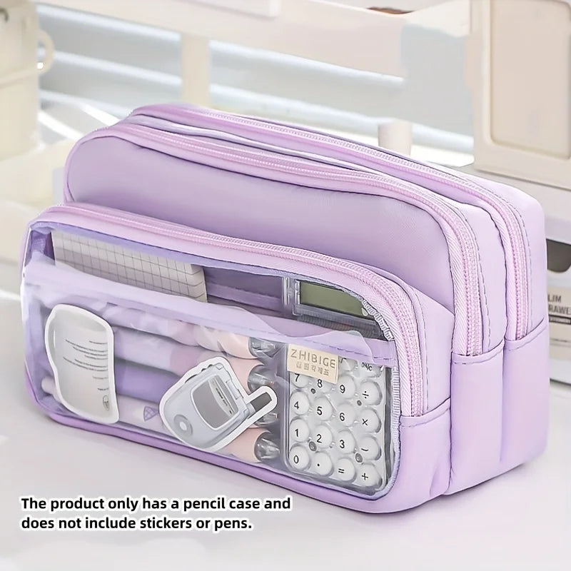 1Pcnew Large Capacity Stationery Bag, Stationery Pencil Steel Note Pen Storage Bag, Pencil Case, Portable Cosmetic Storage Bag