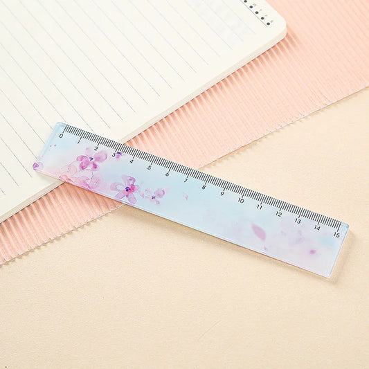 Flower Ruler Kawaii Accessories School Supplies Papeleria Transparent 15Cm Drawing Tool Regla Cute Stationery School Rules
