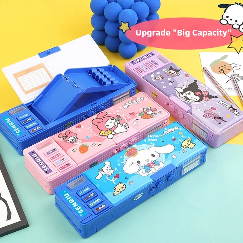 New  Stationery Box Kuromi Melody Stationery Box Password Lock Multi Functional Large Capacity Pencil Box Children'S Gift