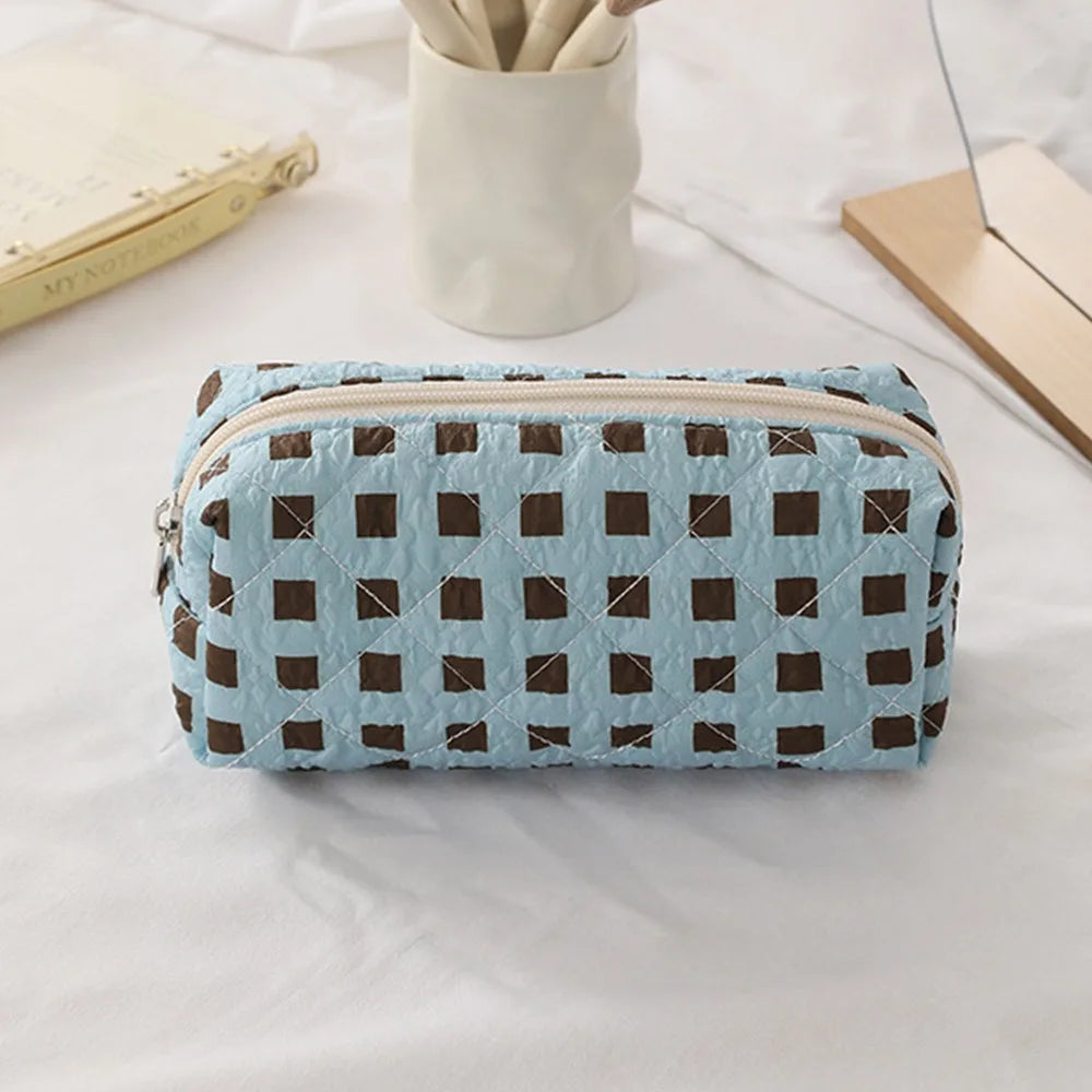 Fashion Cartoon Canvas Pen Bag Cute Cat Flip Cover Pencil Case Portable Large Capacity Retro Puppy Pen Pouch for Student Office