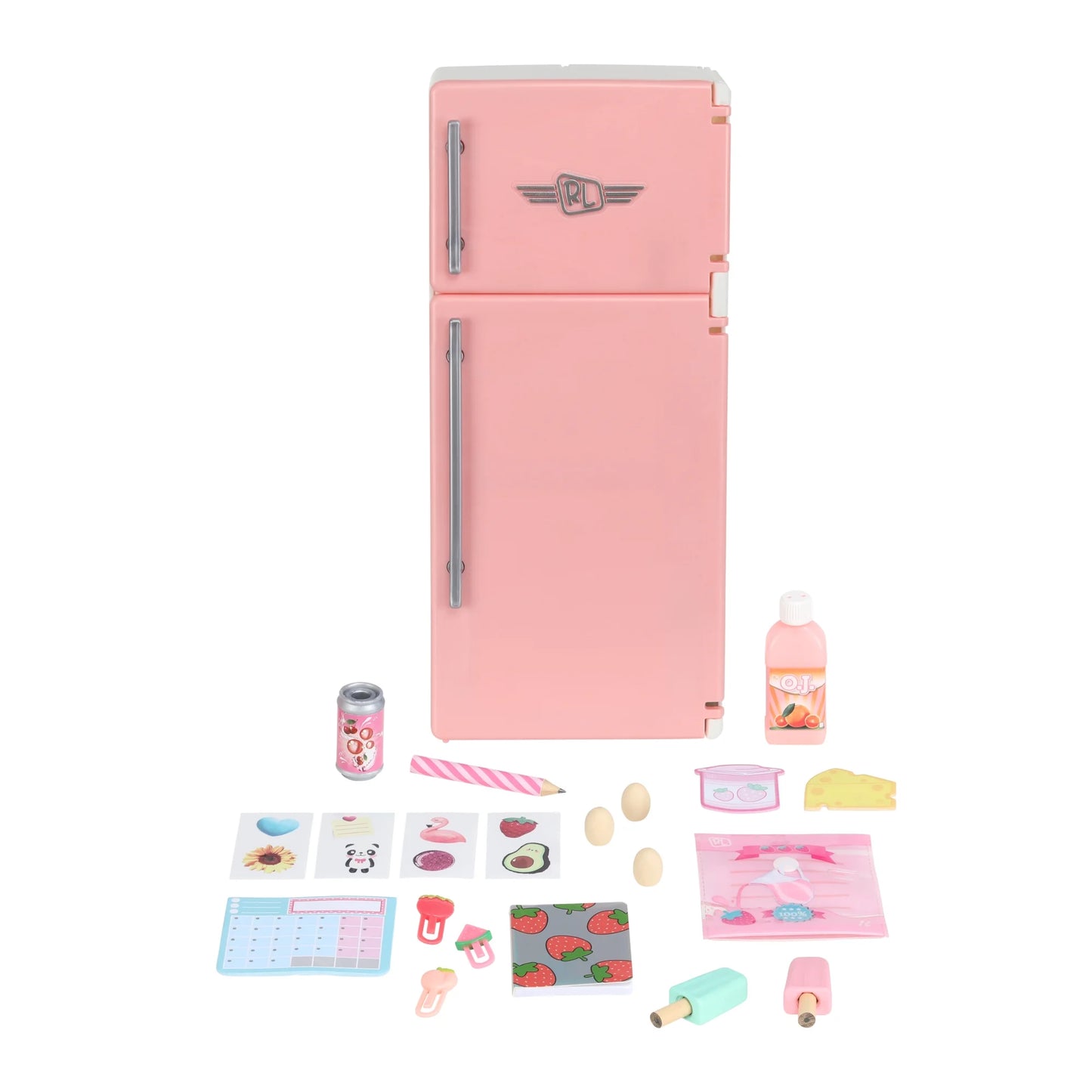 Desktop Caddies, Mini Pink Fridge with 20+ Real Working Stationery, Ages 6+